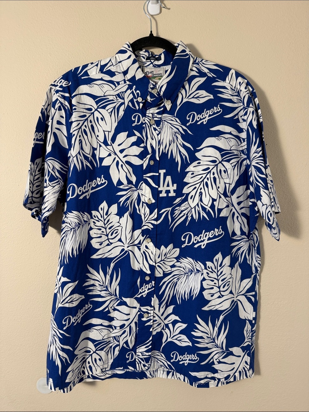 Reyn Spooner Aloha LA Dodgers Blue Hawaiian MLB Baseball Men's Size L